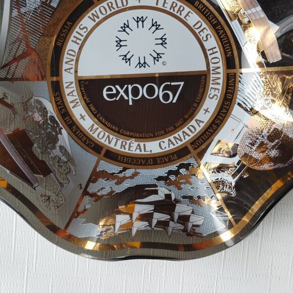 Vintage Expo 67 Montreal Trinket Dish Candy Dish Black and Gold - Picture 5 of 5